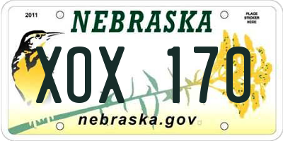 NE license plate XOX170