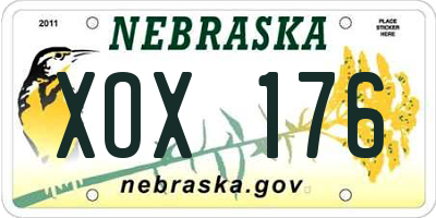 NE license plate XOX176
