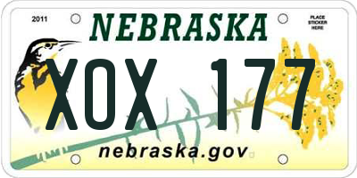 NE license plate XOX177