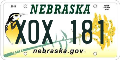 NE license plate XOX181
