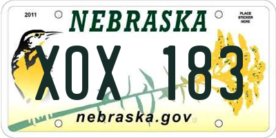NE license plate XOX183