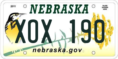 NE license plate XOX190