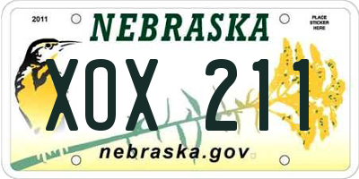 NE license plate XOX211