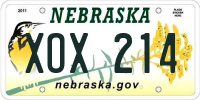 NE license plate XOX214