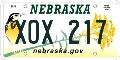 NE license plate XOX217