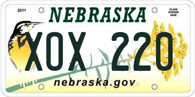 NE license plate XOX220