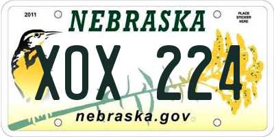 NE license plate XOX224