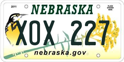 NE license plate XOX227