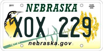 NE license plate XOX229
