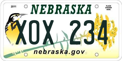NE license plate XOX234