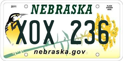 NE license plate XOX236