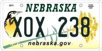 NE license plate XOX238