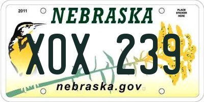 NE license plate XOX239