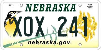 NE license plate XOX241