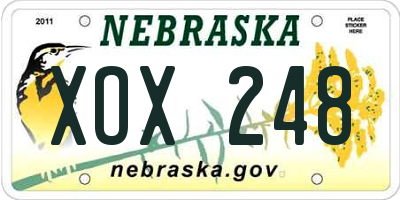 NE license plate XOX248