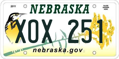 NE license plate XOX251