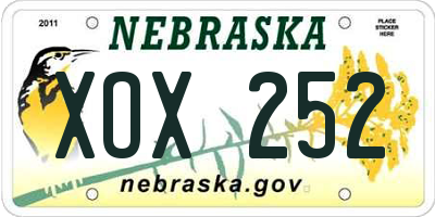 NE license plate XOX252