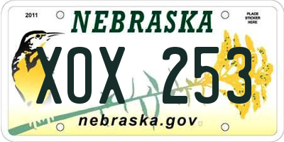 NE license plate XOX253
