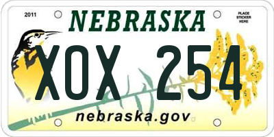 NE license plate XOX254