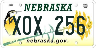 NE license plate XOX256