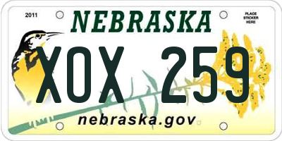 NE license plate XOX259