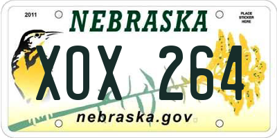 NE license plate XOX264