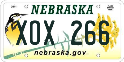 NE license plate XOX266