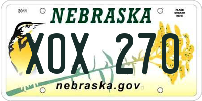 NE license plate XOX270