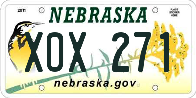 NE license plate XOX271
