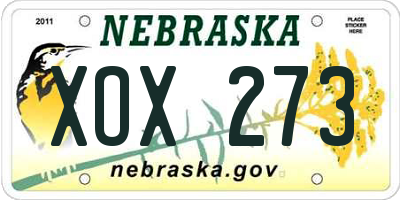 NE license plate XOX273
