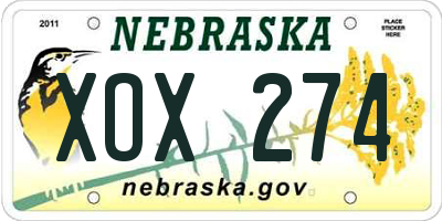 NE license plate XOX274