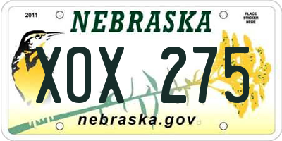 NE license plate XOX275