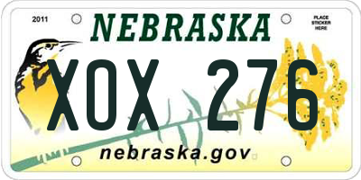 NE license plate XOX276