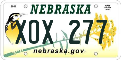 NE license plate XOX277