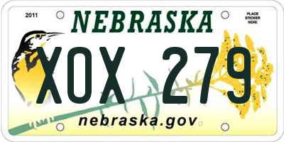 NE license plate XOX279