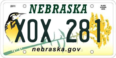 NE license plate XOX281