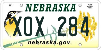NE license plate XOX284