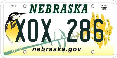 NE license plate XOX286