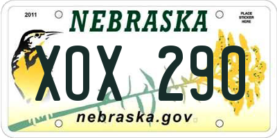 NE license plate XOX290