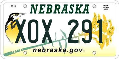 NE license plate XOX291