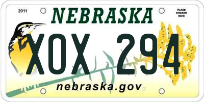 NE license plate XOX294