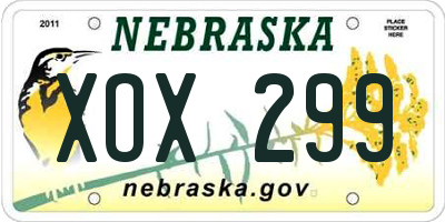 NE license plate XOX299