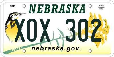 NE license plate XOX302