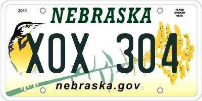 NE license plate XOX304