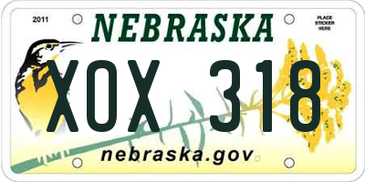 NE license plate XOX318