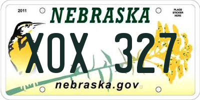 NE license plate XOX327