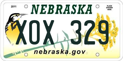 NE license plate XOX329