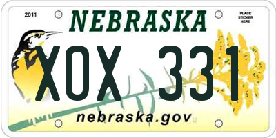 NE license plate XOX331