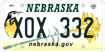 NE license plate XOX332