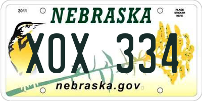 NE license plate XOX334